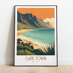 Cape Town South Africa Travel Print | Cape Town Sunset Travel Art | Cape Town Coast Travel Print | South Africa Coastal | Travel Poster