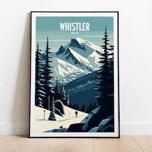 Whistler Ski Travel Print Poster HouseWarming Whistler Ski Gift Ski Slope Travel Poster Gift Whistler Ski Print Whistler Resort Gift