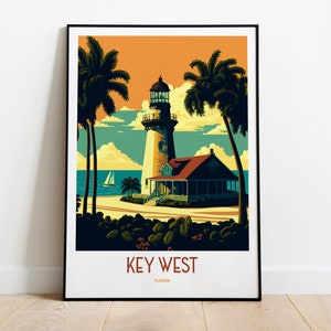 Key West Lighthouse Travel Print | Key West Travel Art | Florida Lighthouse Travel Print | Key West Florida Print | Lighthouse Travel Poster