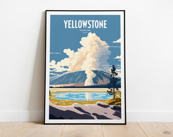 Yellowstone National Park Travel Print | National Park Travel Art |Yellowstone Travel Print | USA National Park | Yellowstone Travel Poster