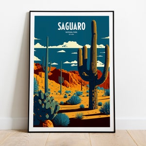 Saguaro National Park Travel Print | National Park Travel Art | Saguaro Travel Print | USA National Park | Saguaro Travel Poster