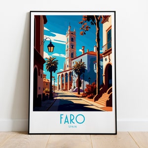 Faro Travel Print Wall Art Faro Hiszpania Wisząca dekoracja domu Faro Hiszpania Prezent Miłośnicy sztuki Wall Art Print Faro Hiszpania Dekoracja ścienna Dzieło sztuki