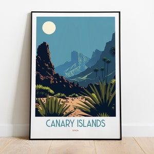 Impresión de viaje a La Gomera, España / Póster de viaje a las montañas de La Gomera / Impresión de viaje a España / Impresión retro de La Gomera / Póster de las montañas españolas