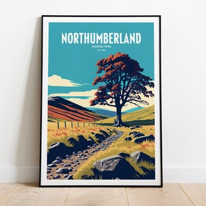 Northumberland UK Travel Print | UK National Park Travel Art | Northumberland Travel Print | English Park | Northumberland Travel Poster