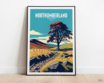 Northumberland UK Reisedruck | UK Nationalpark Reisekunst | Northumberland Reisedruck | Englischer Park | Northumberland Reiseposter