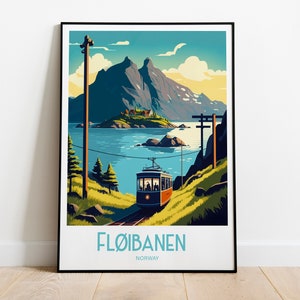 Fløibanen Travel Print Wall Art Fløibanen Norway Wall Hanging Home Decoration Fløibanen Gift Art Lovers Wall Art Print Fløibanen Art Scenic