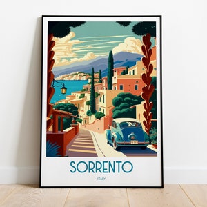 Sorrento Italy Travel Print Poster HouseWarming Sorrento Italy Gift Sorrento Italy Illustration Travel Poster Gift Sorrento Italy Print
