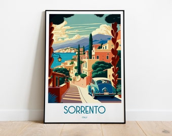 Sorrento Italy Travel Print Poster HouseWarming Sorrento Italy Gift Sorrento Italy Illustration Travel Poster Gift Sorrento Italy Print