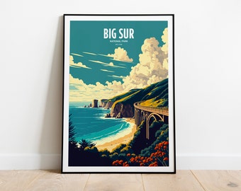 Big Sur National Park Travel Print | National Park Travel Art | Big Sur Travel Print | USA National Park | Big Sur Travel Poster
