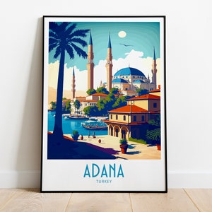 Impresión de viaje de Adana, arte de pared, Adana, Turquía, colgante de pared, decoración del hogar, Adana, Turquía, regalo para amantes del arte, póster de Adana, póster de viaje, arte de Adana