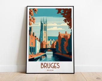 Travel Print Bruges Belgium Wall Art Bruges Travel Poster Gift For Bruges Scenery Wall Art Bruges Belgium City Wall Art Gift For Bruges