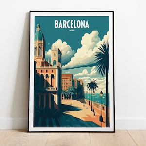 Impresión de viaje a Barcelona, España / Póster de viaje a Barcelona / Impresión de viaje a España / Impresión retro de Barcelona / Póster de viaje a Barcelona