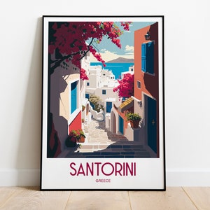 Santorini Reise-Druck Wandkunst Santorini Griechenland Wandbehang Dekoration Santorini Geschenk Kunstliebhaber Wand Kunst Druck Kunst griechischer Wanddruck