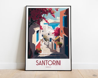 Santorini Travel Print Wall Art Santorini Greece Wall Hanging Home Decoration Santorini Gift Art Lovers Wall Art Print Art Greek Wall Print