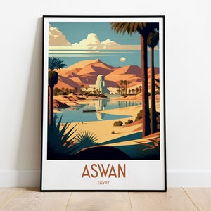 Impresión de viaje a Asuán, Egipto, arte de pared, póster de viaje a Egipto, regalo para Egipto, arte de pared con paisajes de Asuán, Egipto, arte de pared de la ciudad, regalo para Asuán, Egipto