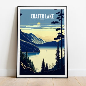 Crater Lake Travel Poster For Crater Lake Birthday Gift For Travel Print Lovers Oregon Travel Poster For Crater Lake Birthday Gift