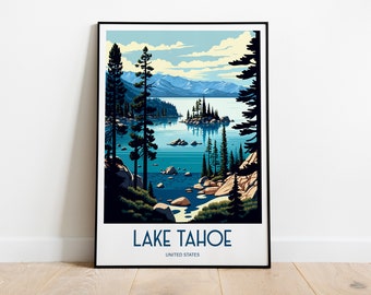 Lake Tahoe Print | Lake Tahoe Poster | Lake Tahoe Wall Art | Lake Tahoe | Lake Tahoe Art | Lake Tahoe Gift | Lake House Decor | Lake Tahoe