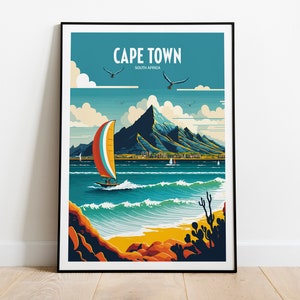 Cape Town South Africa Travel Print | South African Travel Art | Cape Town Travel Print | Cape Town Travel Print | Windsurfing Travel Poster