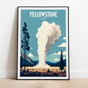 Yellowstone National Park Travel Print | National Park Travel Art | Yellowstone Travel Print | USA National Park | Yellowstone Travel Poster