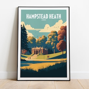 Hampstead Heath UK Travel Print | London Landmark Travel Art | Hampstead Heath Travel Print | London Park Landmark | Hampstead Travel Poster