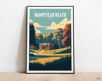 Hampstead Heath UK Travel Print | London Landmark Travel Art | Hampstead Heath Travel Print | London Park Landmark | Hampstead Travel Poster