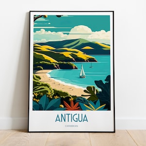 Poster di viaggio di Antigua per regalo di compleanno di Antigua per gli amanti della stampa di viaggio Poster di viaggio caraibico per le spiagge di Antigua Poster regalo di compleanno
