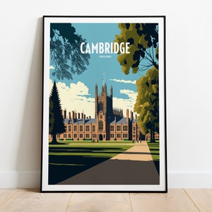 Cambridge University Travel Print | Cambridge England Travel Art | University England Travel Print | England Print | Uni Travel Poster