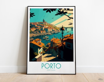 Impresión de viaje de Oporto Arte de pared Oporto Portugal Colgante de pared Decoración del hogar Oporto Portugal Regalo Amantes del arte Impresión de arte de pared Oporto Portugal Arte