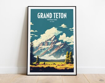Grand Teton National Park Travel Print | National Park Travel Art | Grand Teton Travel Print | USA National Park | Grand Teton Travel Poster