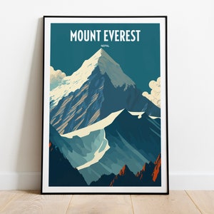 Mount Everest Nepal Travel Print | Mount Everest Travel Art | Nepal Mountains Travel Print | Snowy Mountains | Everest Travel Poster
