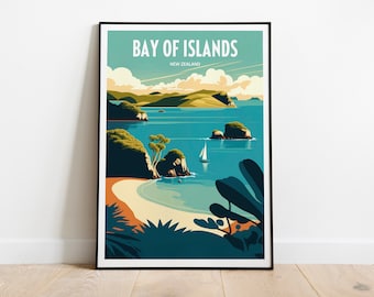 Bay of Islands Travel Print Bay of Islands Poster Bay of Islands Home Decor Landscape Art Print Bay of Islands New Zealand Wall Art