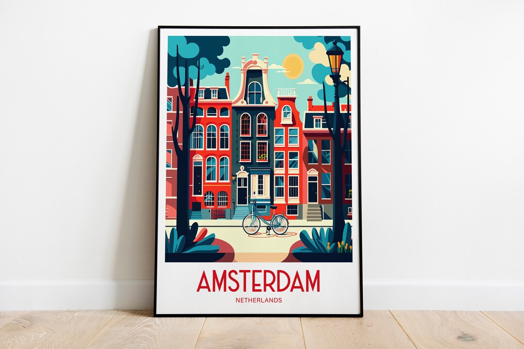 Amsterdam Travel Print Wall Art Amsterdam Travel Poster Gift for ...