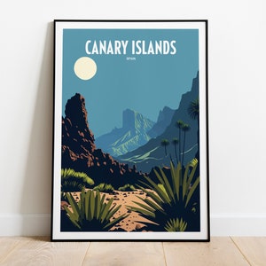 La Gomera Spain Travel Print | La Gomera Mountains Travel Poster | Spanish Travel Print | Gomera Retro Print | Spanish Mountains Poster
