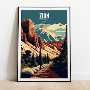 Zion National Park Travel Print | National Park Travel Art | Zion Travel Print | USA National Park | Zion Travel Poster