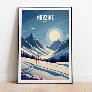 Morzine Travel Print | Skiing Resort Travel Art | Skiing Travel Print | Skiing Mountain Peak | Skiing Travel Poster