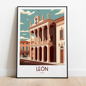 Impresión de viaje a León, España / Arte de viaje a la ciudad de León, España / Impresión de viaje a la ciudad española de León / Impresión de España / Póster de la ciudad de León