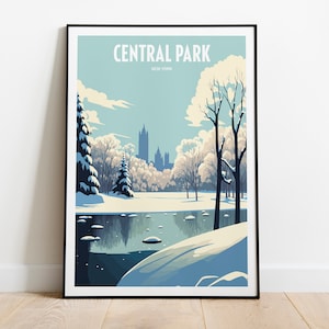 Impresión de viaje de Central Park, Nueva York, invierno / Arte de viaje de Boston / Impresión de viaje de Central Park / Parque de Nueva York / Póster de viaje de Nueva York