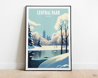 Winter Central Park New York Travel Print | Boston Travel Art | Central Park Travel Print | New York Park | New York Travel Poster
