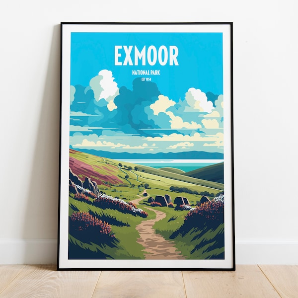 Exmoor National Park Travel Print | National Park Travel Art | Exmoor Travel Print | UK National Park | Exmoor Travel Poster