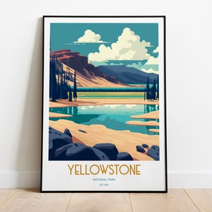 Yellowstone National Park Travel Print | National Park Travel Art | Yellowstone Travel Print | USA National Park | Yellowstone Travel Poster