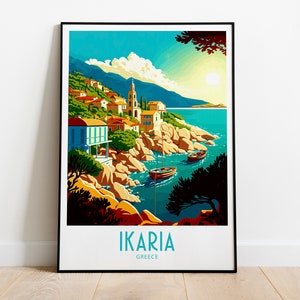 Ikaria Reise Print Wandkunst Ikaria Griechenland Wandbehang Dekoration Ikaria Griechenland Geschenk Kunstliebhaber Kunst Ikaria Griechenland Dekor Ikaria Kunst