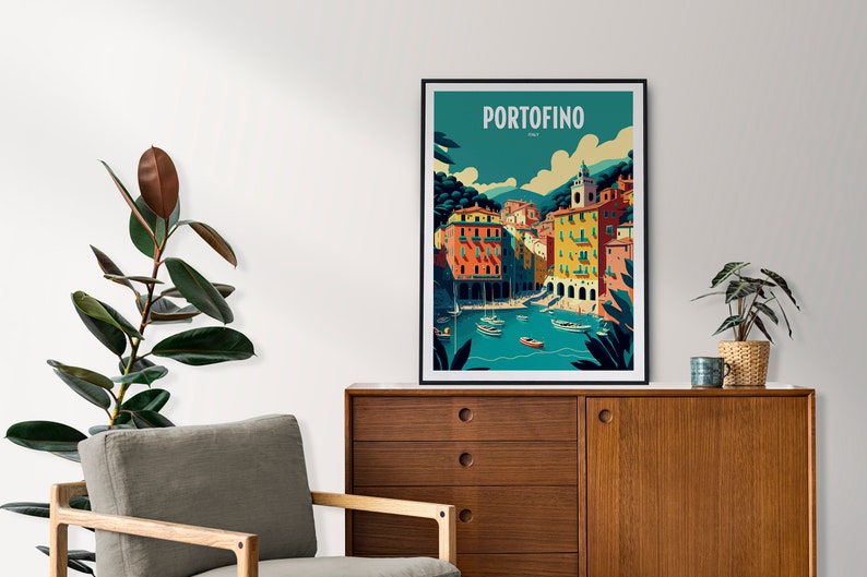Portofino | Portofino Poster | Portofino Print | Italian Riviera | Italy Poster | Portofino Italy | Portofino Art | Portofino Wall Art image 4