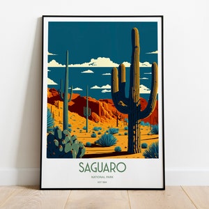 Saguaro National Park Travel Print | National Park Travel Art | Saguaro Travel Print | USA National Park | Saguaro Travel Poster