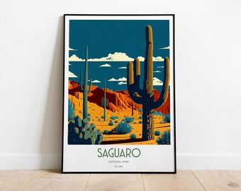 Saguaro National Park Reise Poster | Nationalpark Reise Kunst | Saguaro Reise-Druck | USA Nationalpark | Saguaro Reiseposter