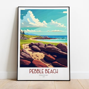 Pebble Beach Golf Links Travel Print | Golf Course Travel Art | Pebble Beach Travel Print | Famous Golf Course Print | Golf Travel Poster