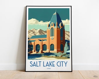 Poster di viaggio di Salt Lake City per regalo di compleanno a Salt Lake City per gli amanti della stampa di viaggio Poster di viaggio dello Utah per regalo di compleanno a Salt Lake City