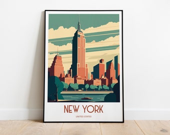 New York Poster | New York Travel | New York Skyline | Nyc Print | Nyc Poster | New York Gift | New York Travel Art | New York City Print