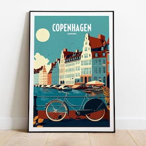 Copenhagen Denmark Travel Print Poster HouseWarming Copenhagen Gift Copenhagen Illustration Travel Poster Gift Copenhagen Print