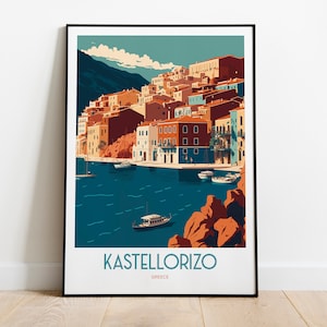 Kastellorzio Greece Travel Print | Kastellorzio Greece Seaside Travel Art | Kastellorzio Travel Print | Greece Print |  Greece Island Poster