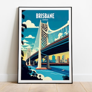 Brisbane Australia Travel Print | Story Bridge Travel Art | Brisbane Art Travel Print | Brisbane City | Brisbane Bridge Travel Poster